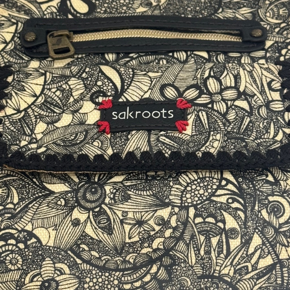 Sakroots Crossbody Black Spirit Lace Canvas Coated Bag Purse - Picture 5 of 11
